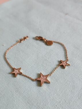 Yellow Gold Star Bracelet with Pavé Crystals